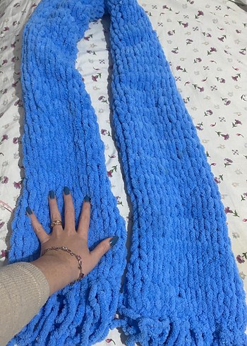 Mavi Örgü kadın atkı - Görsel 4