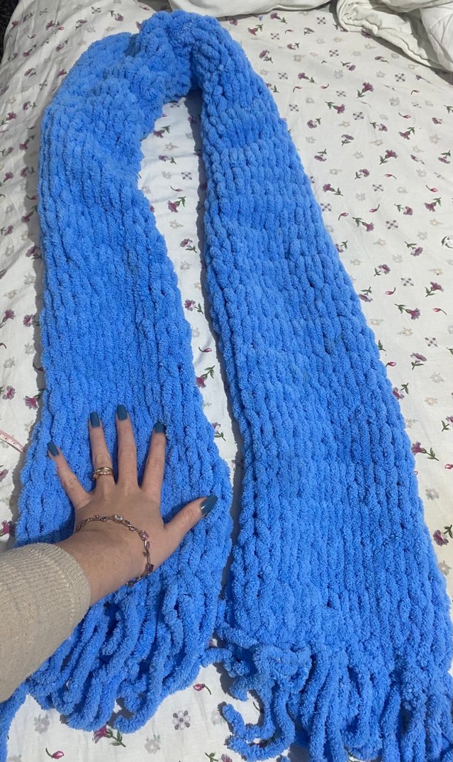 Mavi Örgü kadın atkı - Görsel 4