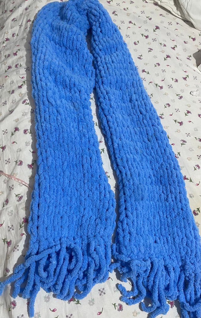 Mavi Örgü kadın atkı - Görsel 3