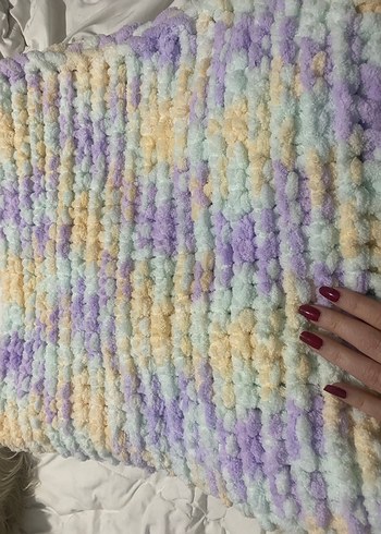 Çocuklar için Çok Renkli Örgü Battaniye - Görsel 8