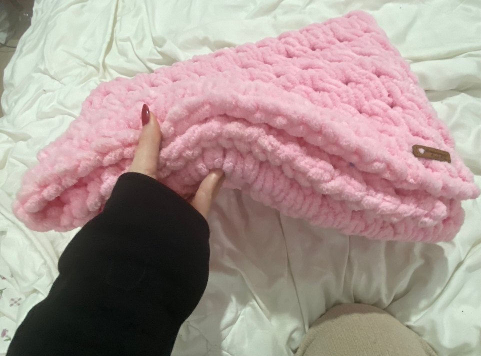 Pembe puffy Çocuk Battaniyesi - Görsel 2