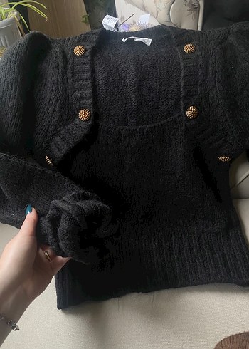 Mango düğme detaylı kazak - Görsel 3