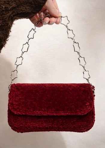 Bordo Örgü Kadın Çanta - Görsel 3