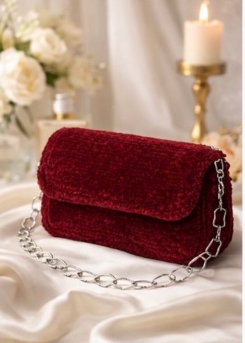 Bordo Örgü Kadın Çanta - Görsel 4