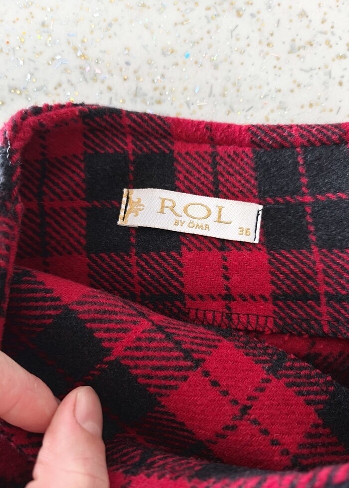 Kareli kırmızı etek - Görsel 4