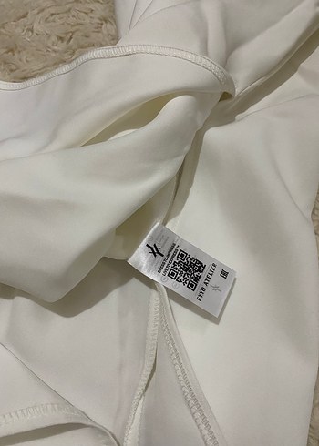 eyyo Beyaz Straplez Uzun Kadın Elbise - Görsel 7