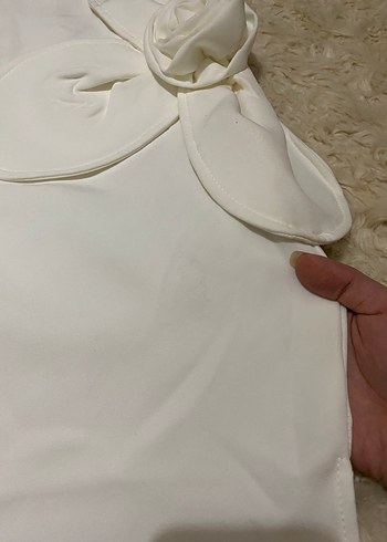 eyyo Beyaz Straplez Uzun Kadın Elbise - Görsel 6