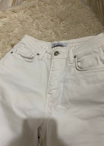 Beyaz Kot Pantolon jeans - Görsel 2