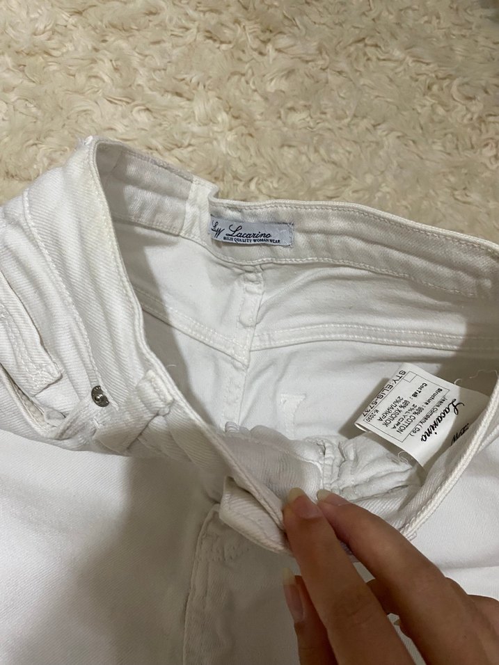 Beyaz Kot Pantolon jeans - Görsel 3