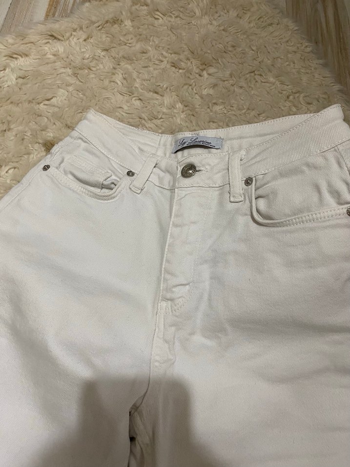 Beyaz Kot Pantolon jeans - Görsel 2