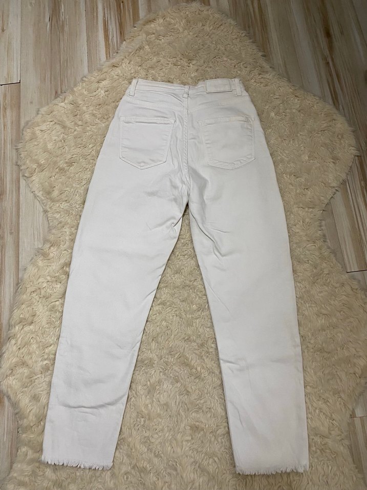 Beyaz Kot Pantolon jeans - Görsel 4