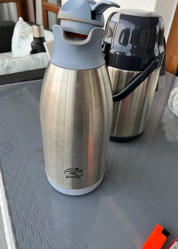 Gri Renkli Paslanmaz Çelik Termos Çay su - Görsel 4