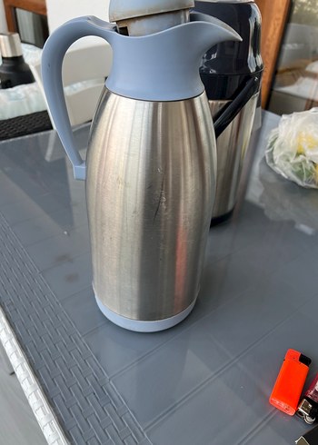 Gri Renkli Paslanmaz Çelik Termos Çay su - Görsel 2