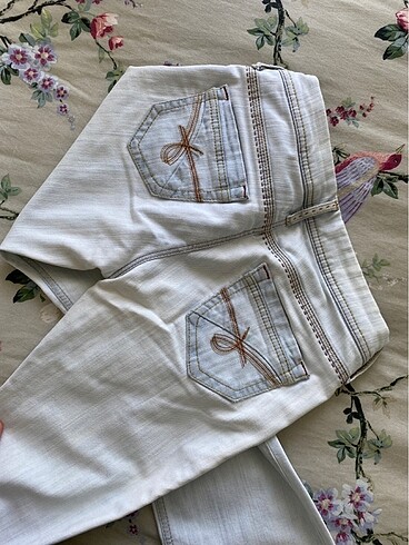 34 Beden Vintage düşük bel mavi jean