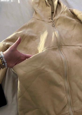 LC Waikiki Bej Kapüşonlu Fermuarlı Kadın Sweatshirt