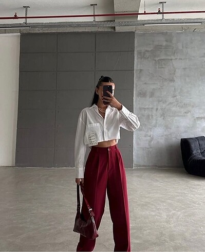 xl Beden Bordo plazzo pantolon