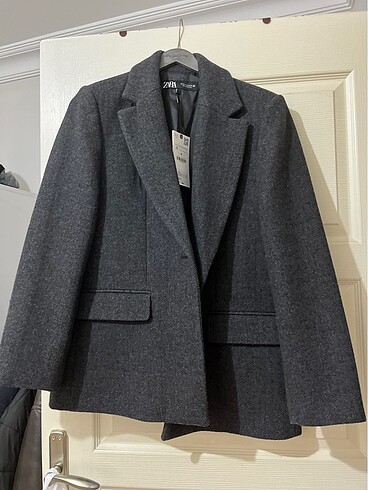 m Beden Zara balıksırtı yün karışımlı blazer