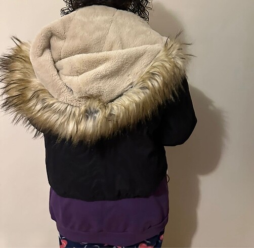 s Beden siyah Renk Bershka yün kapüşonlu mont