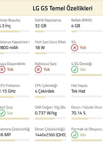 Temiz LG G5 Android Telefon - Görsel 4
