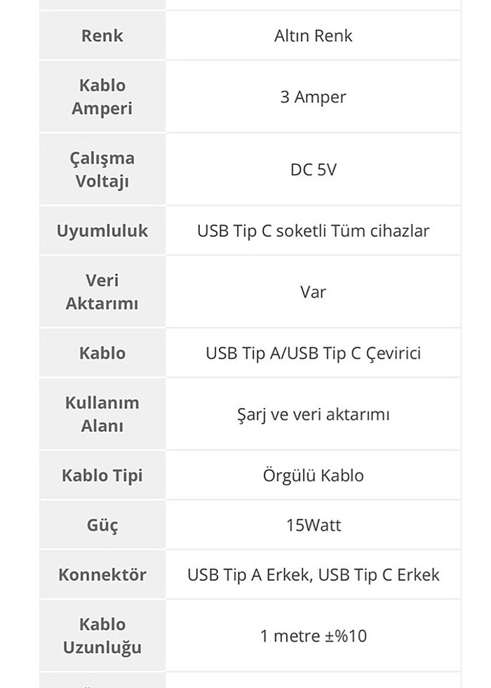 Hytech 1M 3A Type-C Kılıflı Metal Gold Şarj Kablosu - Görsel 3