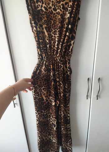 Leopar Desenli Bohem V Yaka Tulum