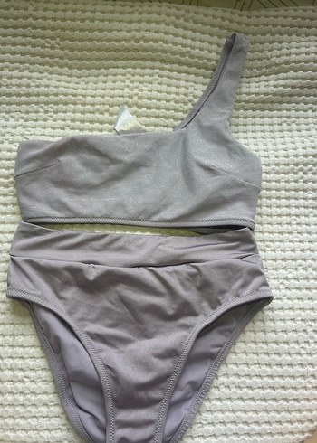 Lila Tek Omuzlu Bikini Takımı