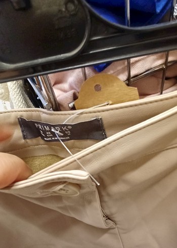 PRİMARK Düğmeli Bej Deri Mini Şort - Görsel 6