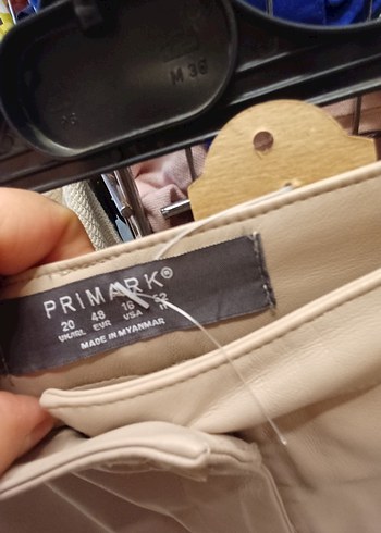 PRİMARK Düğmeli Bej Deri Mini Şort - Görsel 7