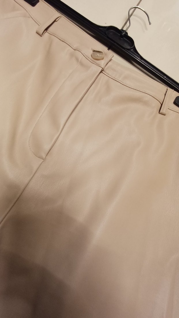 PRİMARK Düğmeli Bej Deri Mini Şort - Görsel 2