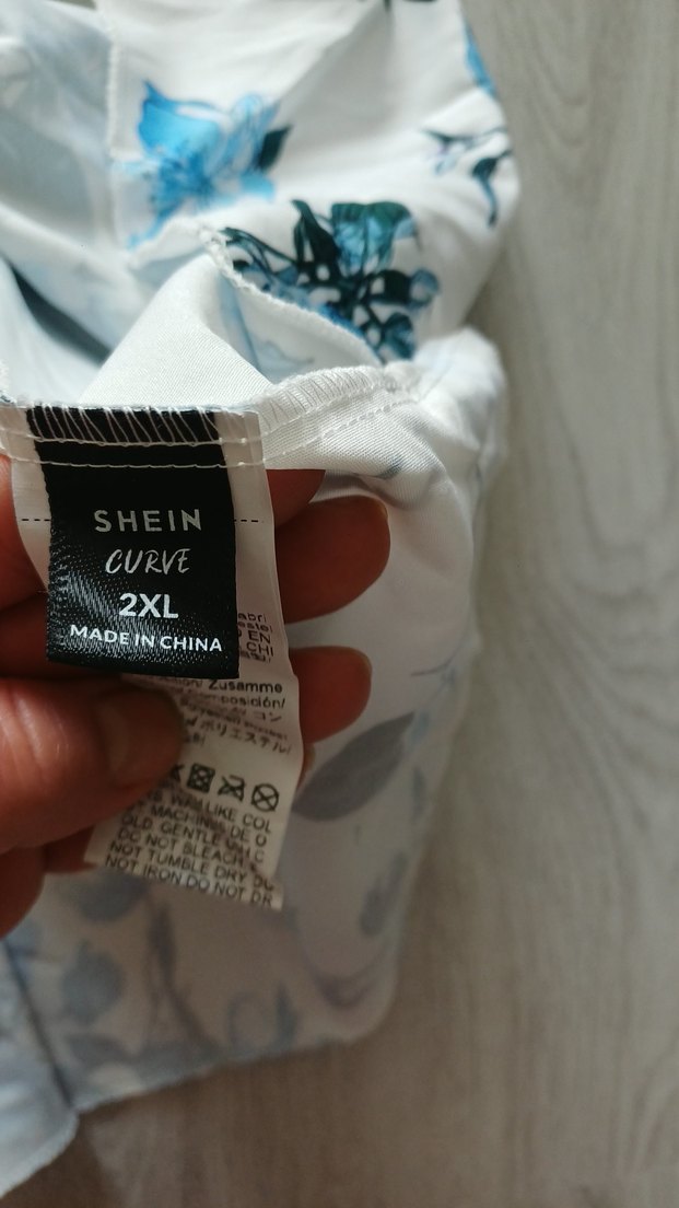 SHEİN Mavi Çiçekli Straplez Mini Elbise - Görsel 5