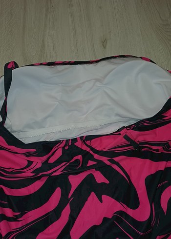 Pembe Bağcıklı Desenli Kadın Mayo - Görsel 3