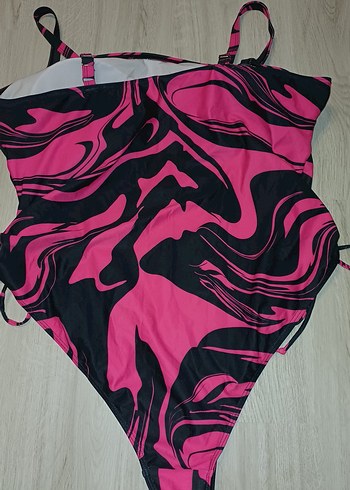 Pembe Bağcıklı Desenli Kadın Mayo - Görsel 5