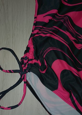 Pembe Bağcıklı Desenli Kadın Mayo - Görsel 2