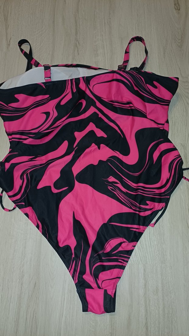 Pembe Bağcıklı Desenli Kadın Mayo - Görsel 5