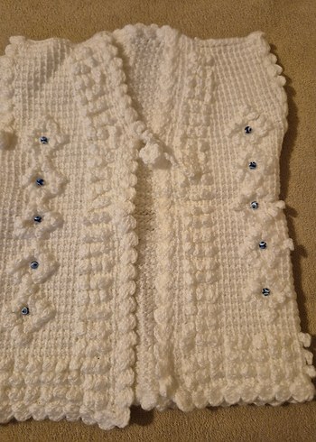 Bohem Tarzı Beyaz Düğmeli Kız Hırka - Görsel 2