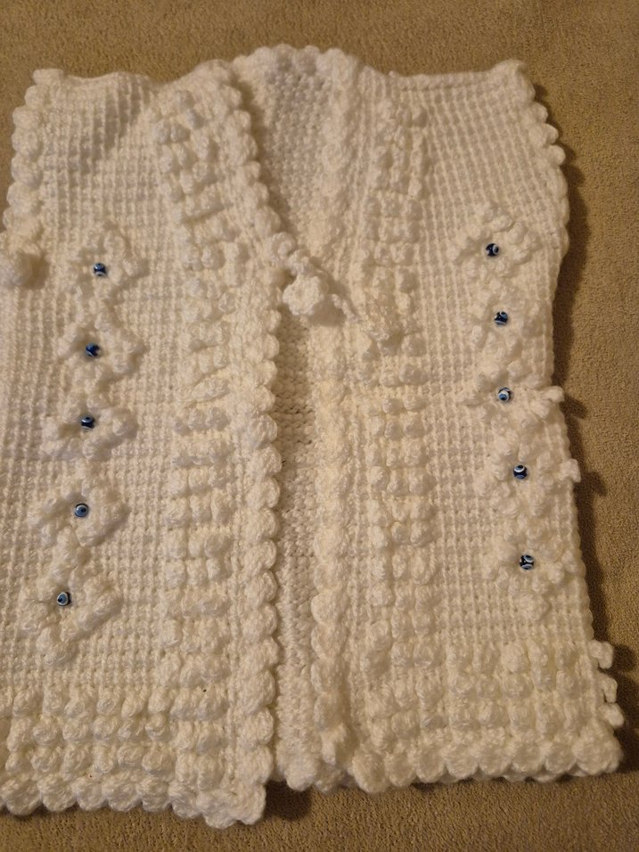 Bohem Tarzı Beyaz Düğmeli Kız Hırka - Görsel 2