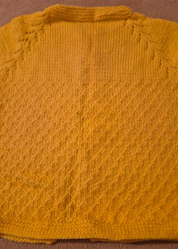 Kısa Kollu Sarı Örgü Kız Hırka - Görsel 4