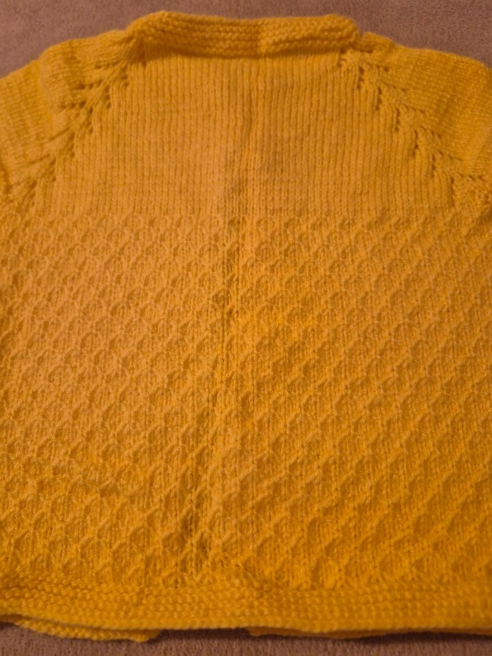 Kısa Kollu Sarı Örgü Kız Hırka - Görsel 4