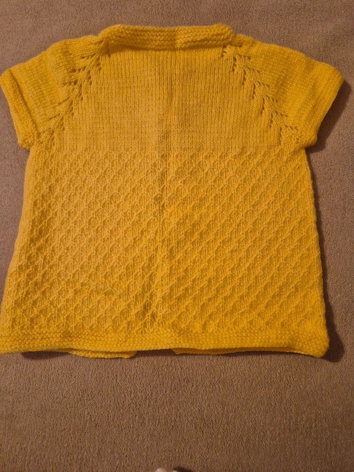 Kısa Kollu Sarı Örgü Kız Hırka - Görsel 3