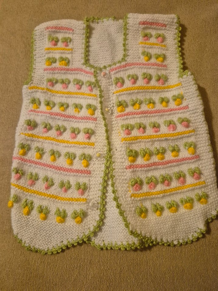 Kız Çocuk Nakışlı Örme Kolsuz Yelek - Görsel 4