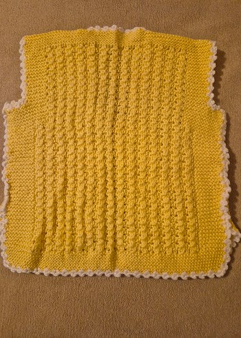 Kız Çocuk Sarı Örgü Yelek - Görsel 2