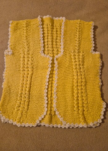 Kız Çocuk Sarı Örgü Yelek - Görsel 3