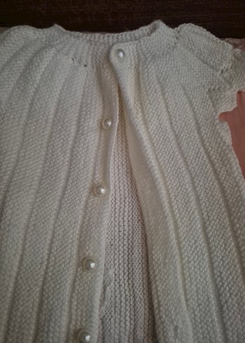 Kız Çocuk Beyaz Örgü Kolsuz Hırka - Görsel 2