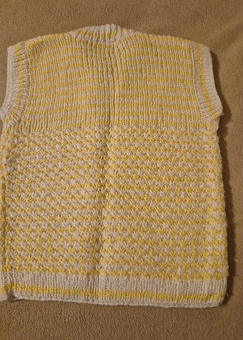 Kız Çocuk Sarı Örgü Kolsuz Yelek - Görsel 3