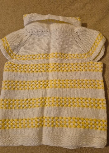 Kız Çocuk Sarı Kısa Kollu Örgü Hırka - Görsel 2