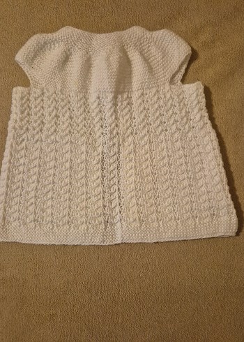 Kız Çocuk Beyaz Örgü Kolsuz Hırka - Görsel 2