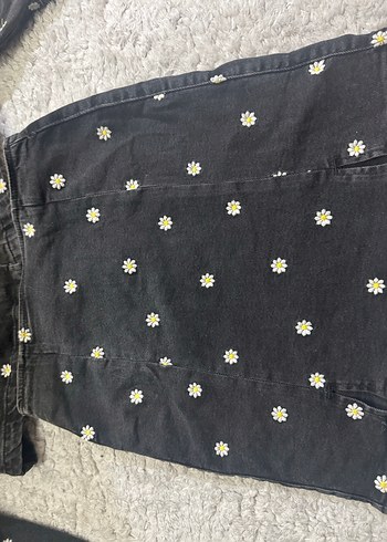 s Beden Nakışlı Siyah Denim Kadın Ceket