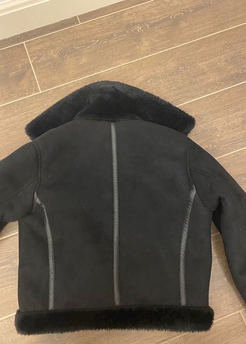 Pull and Bear Kürklü Siyah Süet Biker Ceket