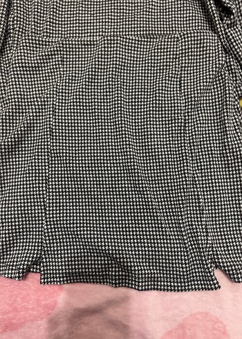 Pull and Bear Gri Ekose Desenli Kadın Midi Takım