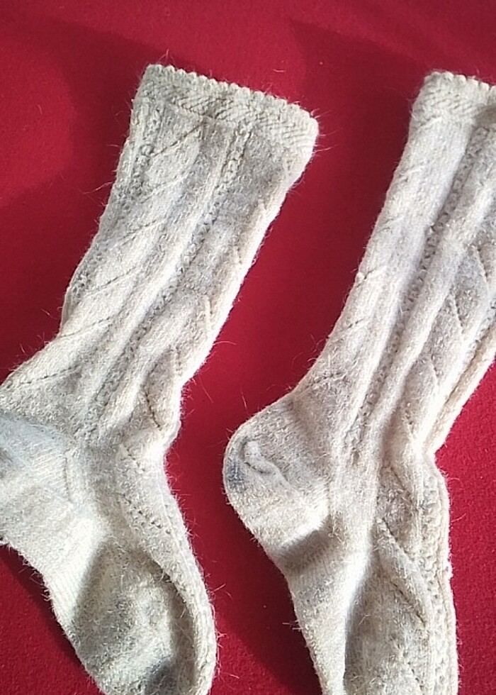 Tiftik çorap Dekor için anadolu işi hakiki yün el yapimi çorap - Görsel 3